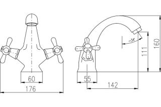 Смеситель для раковины Rav Slezak Morava retro MK128.5CMATC черный хром